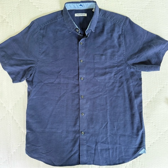 Tommy Bahama Navy Linen Blend Button Up Shirt Men’s Large - Picture 4 of 13